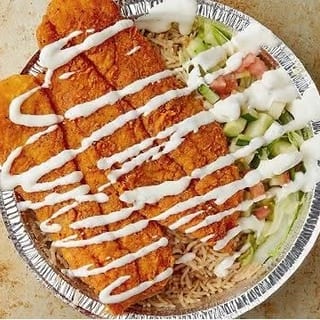 Fried Fish Over Rice Platter